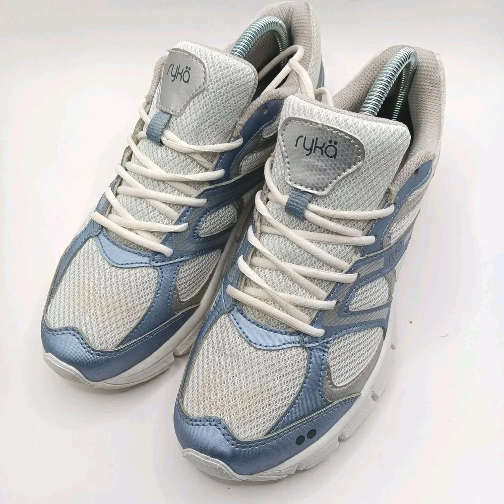 Ryka Shoes Womens 8.5M‎ Harmony SMT Sporty Low Sneakers White Blue Mesh Lace Up